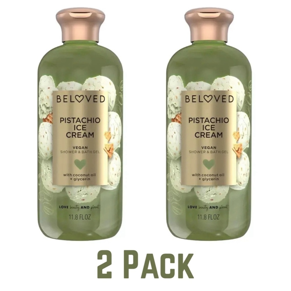 {2 Pack} Beloved PISTACHIO ICE CREAM Vegan Shower & Bath Gel ~ 11.8 fl oz ~ NEW